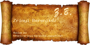 Zrinyi Bereniké névjegykártya